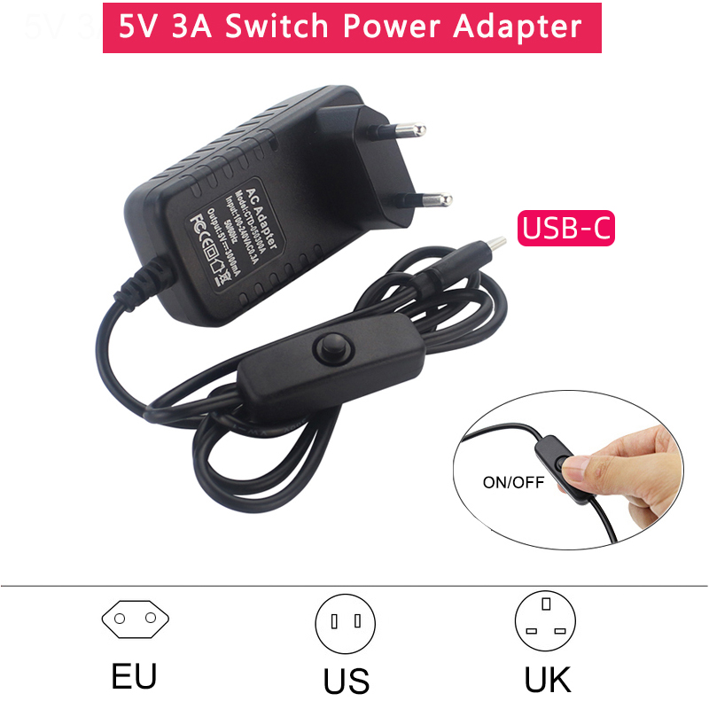 Banana Pi Bpi-M5 - Alimentation 5V 3A avec interrupteur marche/arrêt,